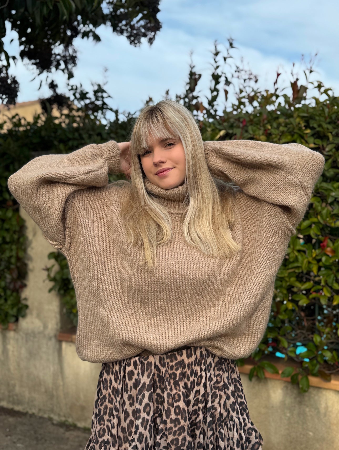 Pull overzise col roulé
