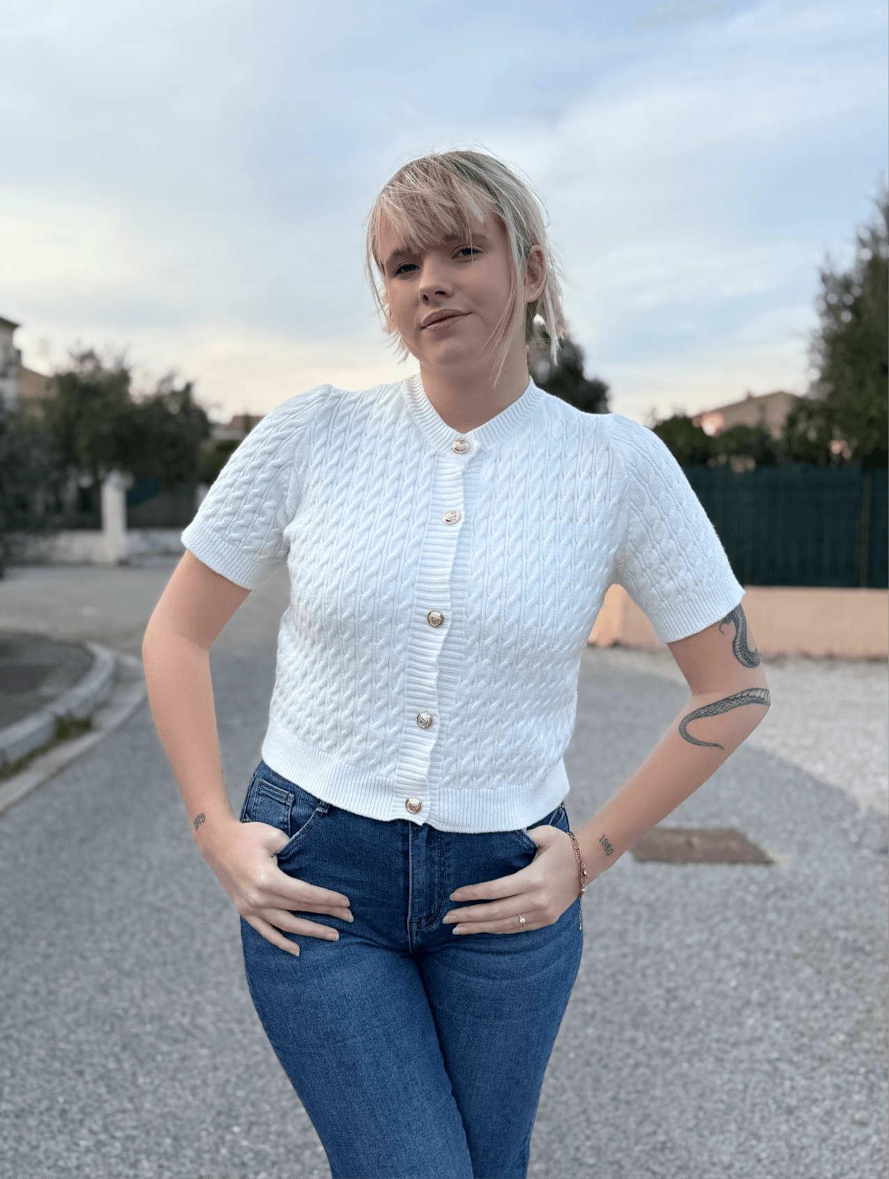 Gilet manche court blanc