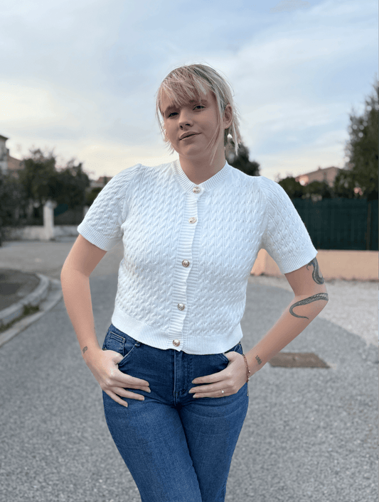 Gilet manche court blanc