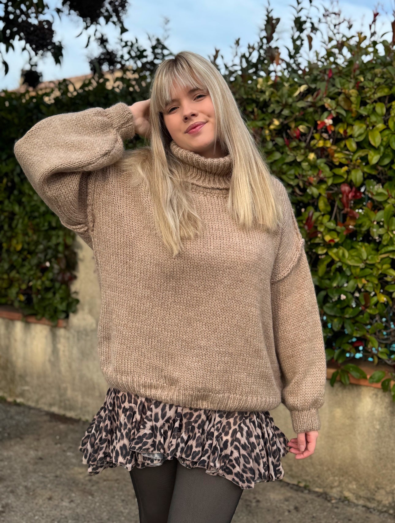 Pull overzise col roulé