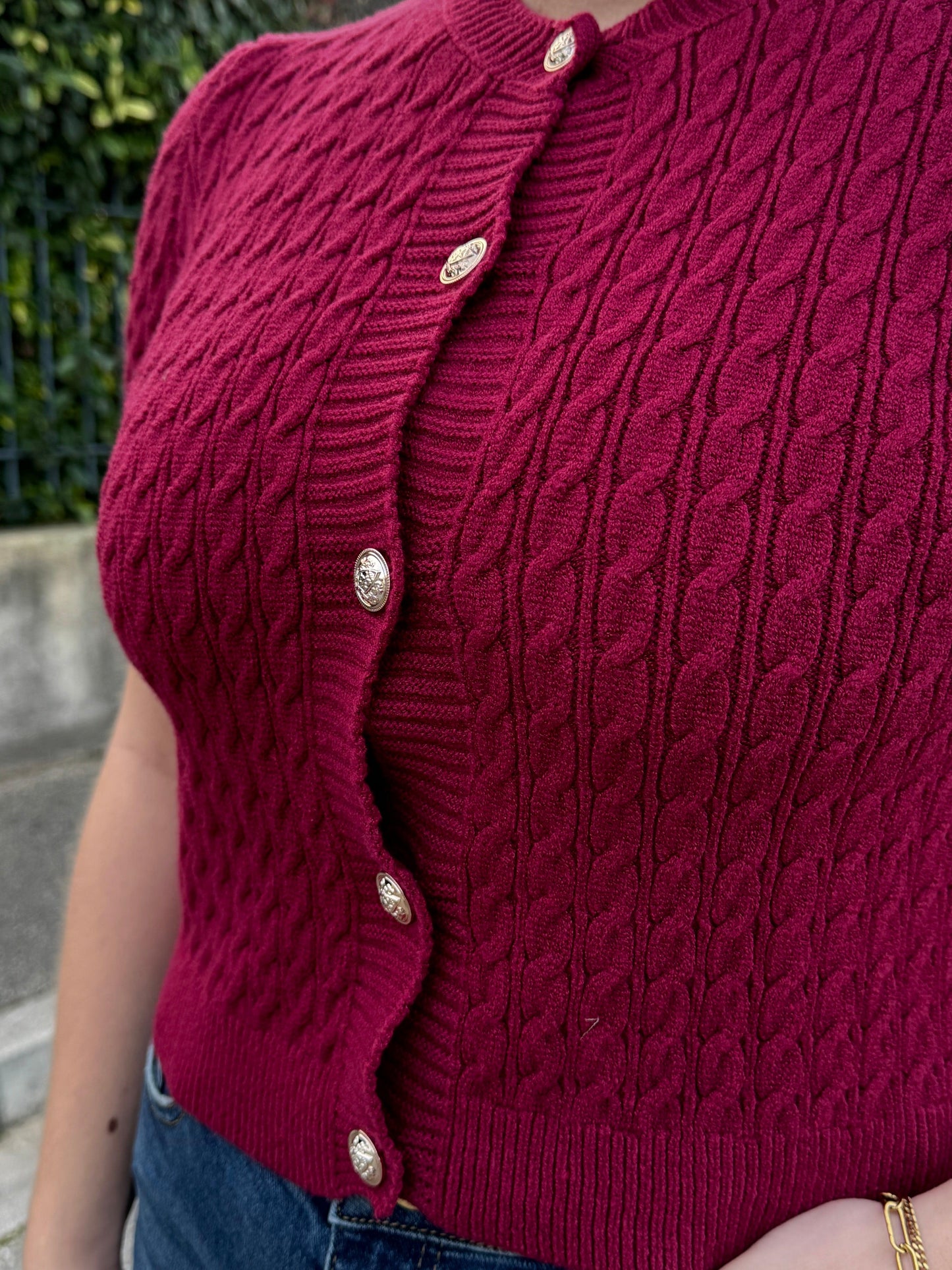Gilet manche courte bordeaux