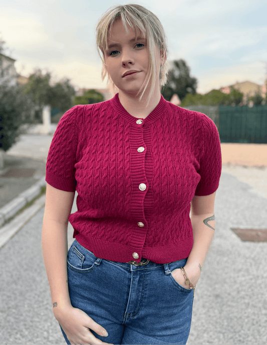 Gilet manche courte bordeaux